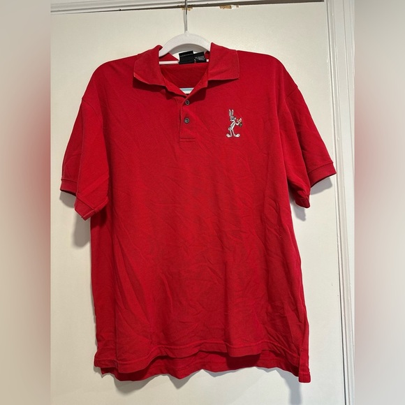 VTG 90s Mens Sz: M Warner Bros Studio Bugs Bunny Polo Shirt Red Looney Tunes. - Picture 10 of 10
